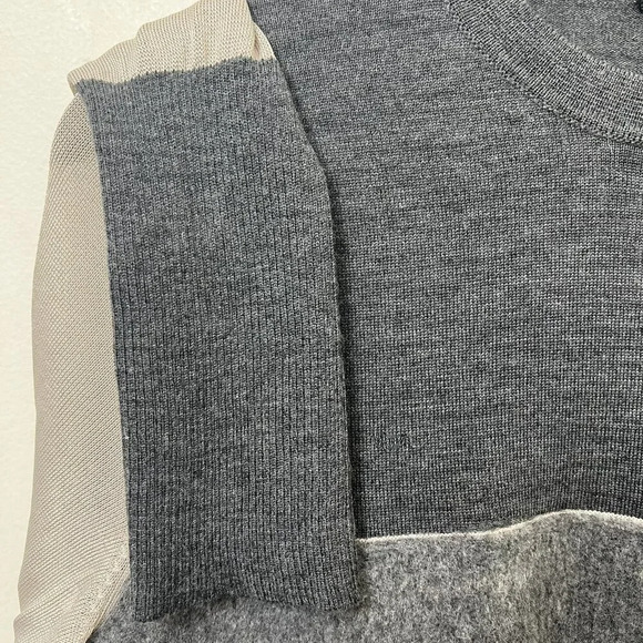 Rag & Bone Sweater Blouse Colorblock Long Sleeve Knitted Gray Cream Size Large - Picture 8 of 10